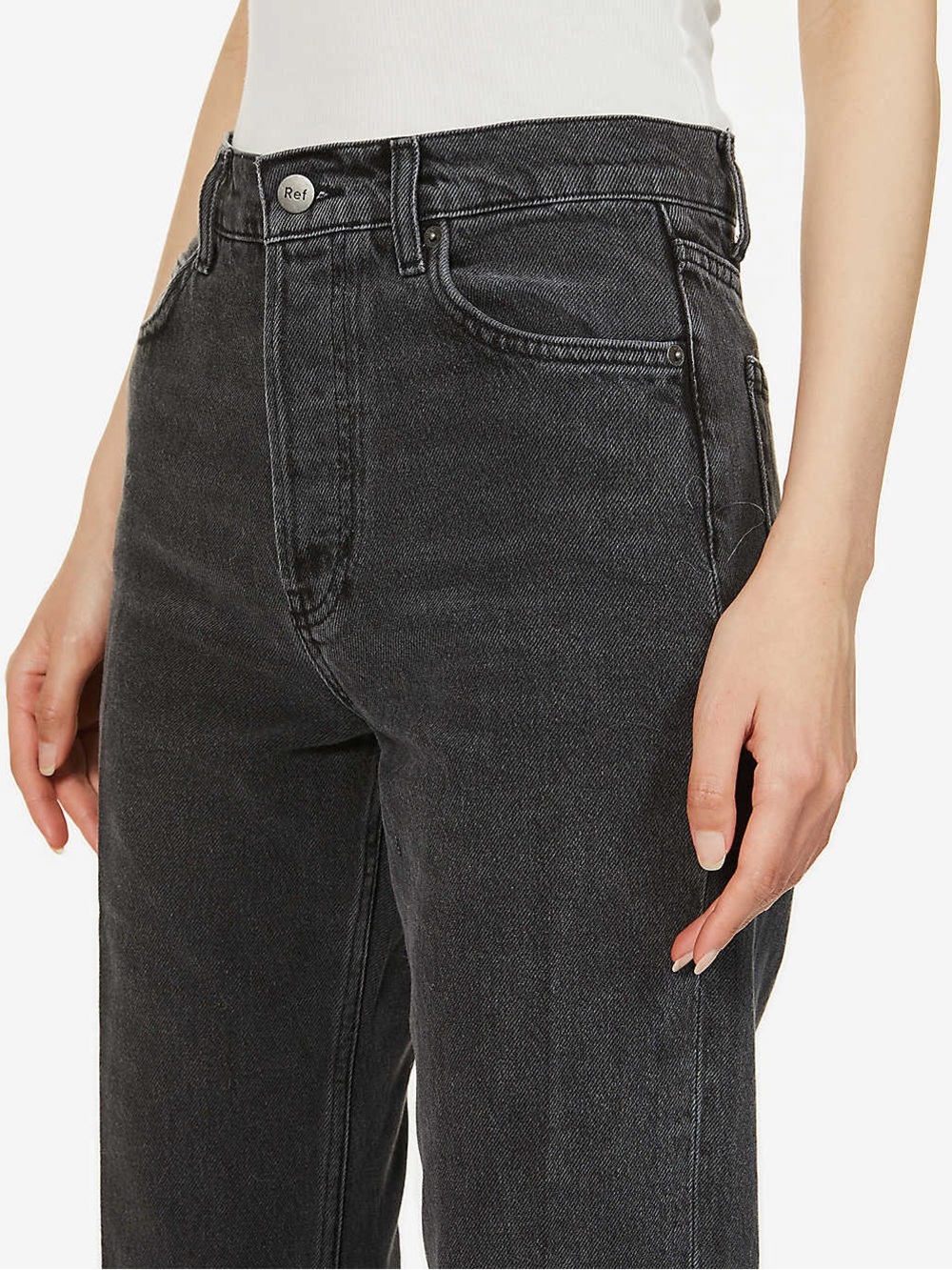 REFORMATION 80s Ultra High Cigarette Straight Leg Black Jeans Zip Ankle Size 26 - Picture 10 of 11